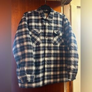 Men's Blue and White Plaid Shirt Jacket